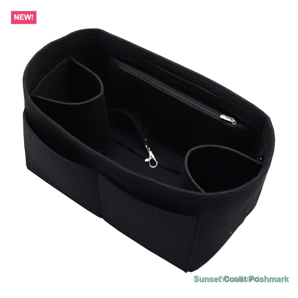 Felt Purse Organizer Insert with Zipper Pocket and Removable Bottle Holders